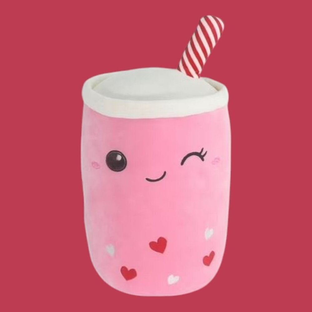 NWT Play Right Hug Me  Boba Tea 15" Hearts Food Plush Gift Toy Valentine's Day